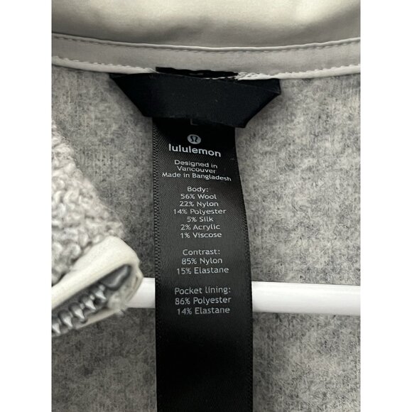 Lululemon Tundra Trek Jacket Mens Large 1/2 Zip Wool Blend Pullover Gray Sweater - Picture 10 of 13